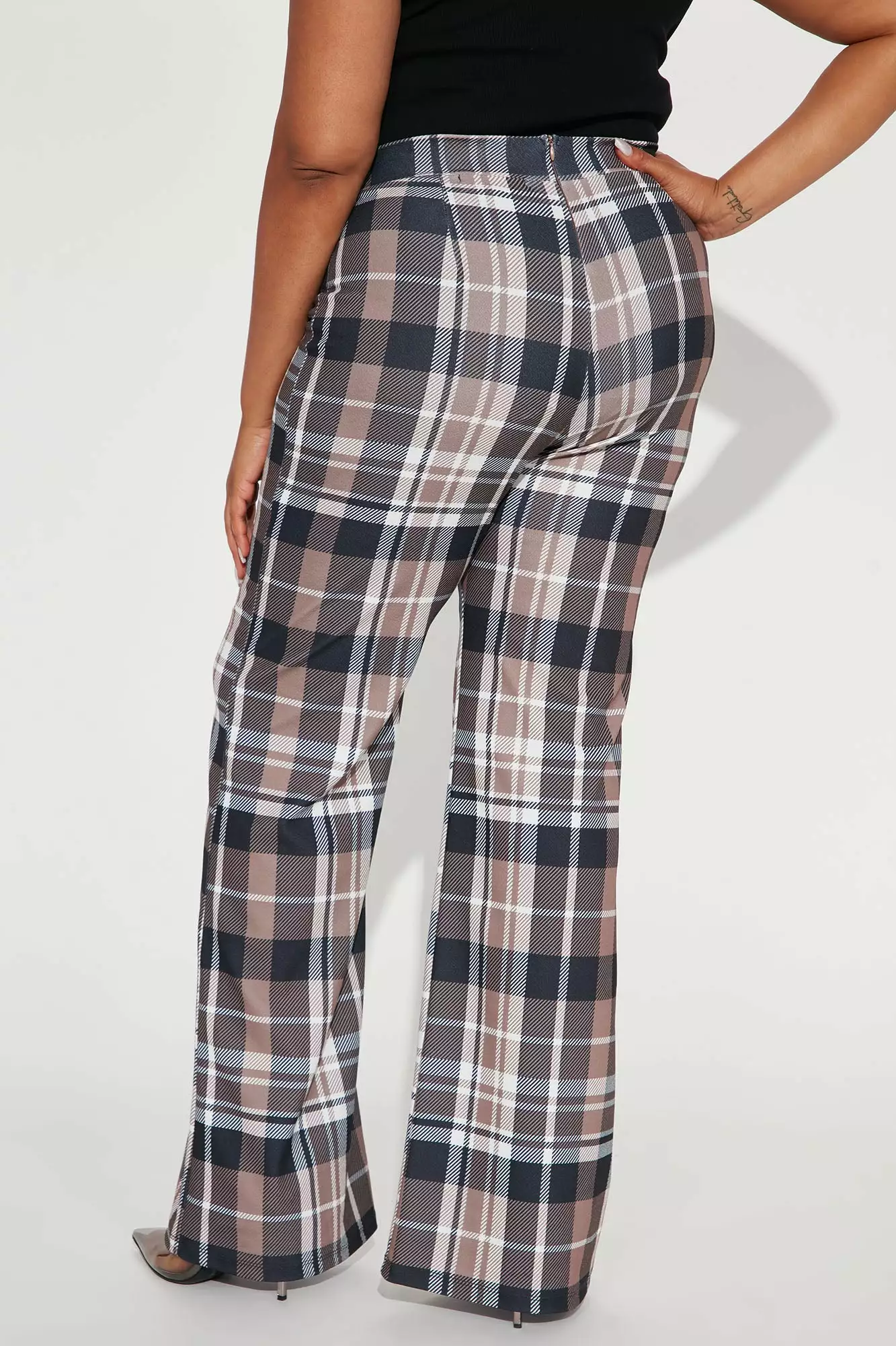 Fashion Nova Tall Victoria High Waisted Dress Pant Plaid - Taupe/combo - Image 6