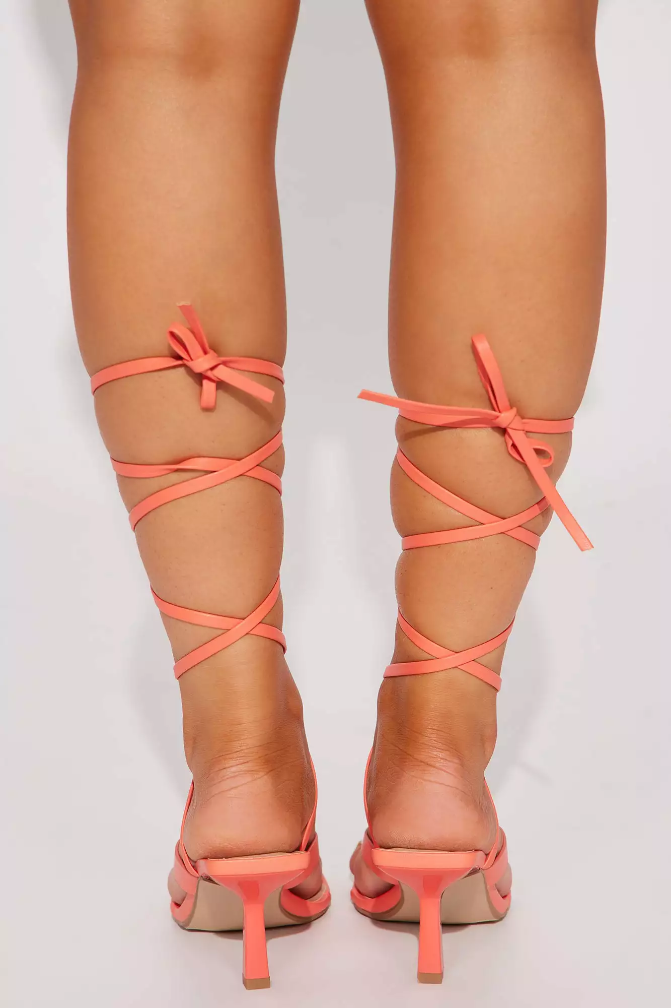 Fashion Nova Freya Wrap Up Low Heels - Coral - Image 4