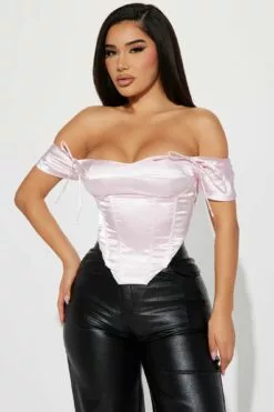 Fashion Nova Miriam Satin Corset Top - Blush