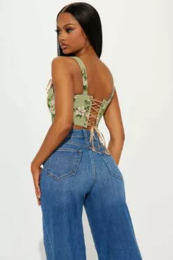 Fashion Nova Feeling Butterflies Corset Top - Sage/combo -Fashion Nova Sales 01 18 23Studio1 KF SS 11 47 48 21 TH28098 Sagecombo P 0383 SG