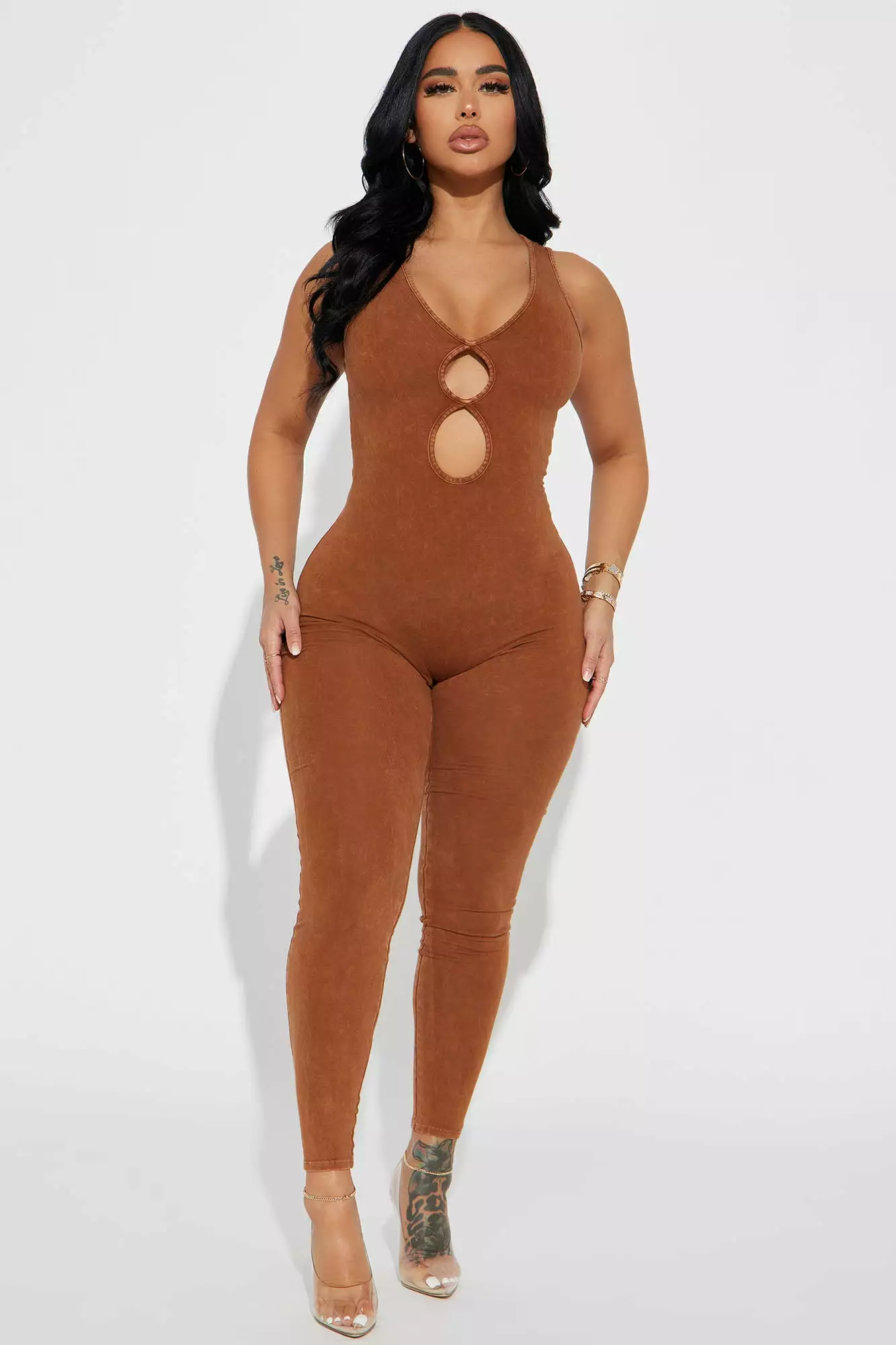 Fashion Nova Jasmine Mineral Wash Jumpsuit - Brown 3 Fashion Nova Jasmine Mineral Wash Jumpsuit - Brown
