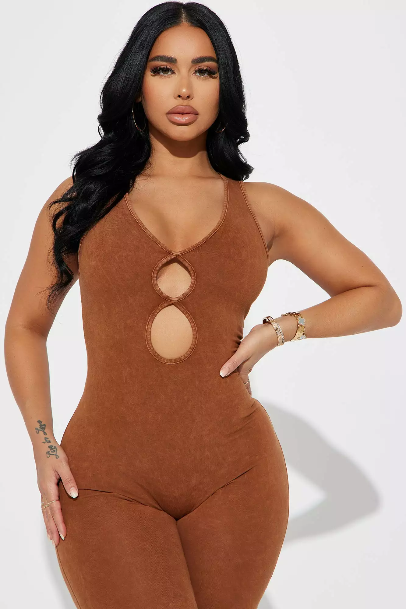 Fashion Nova Jasmine Mineral Wash Jumpsuit - Brown 4 Fashion Nova Jasmine Mineral Wash Jumpsuit - Brown - Image 2