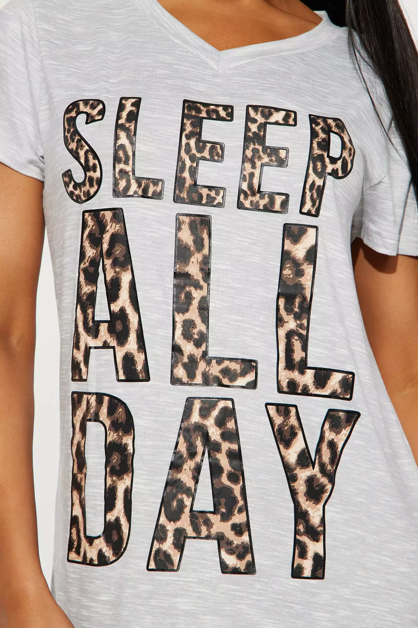 Fashion Nova Sleeping All Day PJ Sleep Shirt - Grey 4 Fashion Nova Sleeping All Day PJ Sleep Shirt - Grey - Image 2