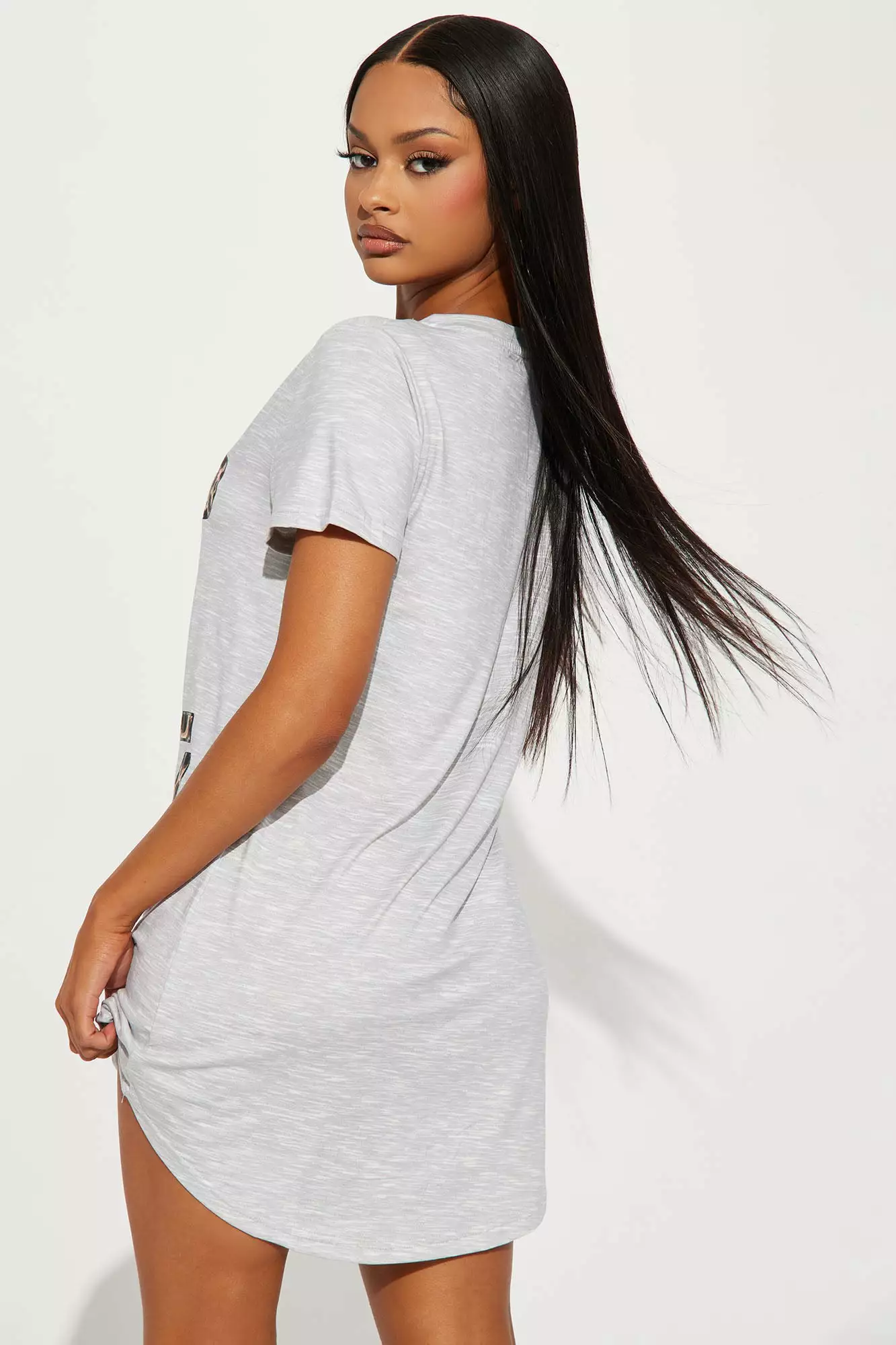 Fashion Nova Sleeping All Day PJ Sleep Shirt - Grey 5 Fashion Nova Sleeping All Day PJ Sleep Shirt - Grey - Image 3