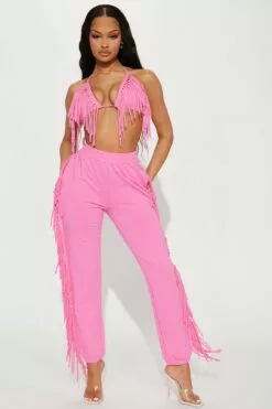 Fashion Nova Fringe Moment Jogger Set - Pink