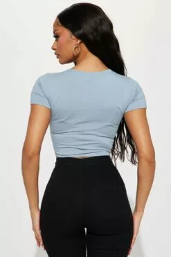 Fashion Nova Carly V Neck Crop Tee - Light Blue -Fashion Nova Sales 01 24 23Studio5 RT BD 14 03 24 26 RT63221 LightBlue P 1254 JB