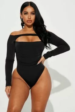 Fashion Nova One Of A Kind Off Shoulder Bodysuit - Black