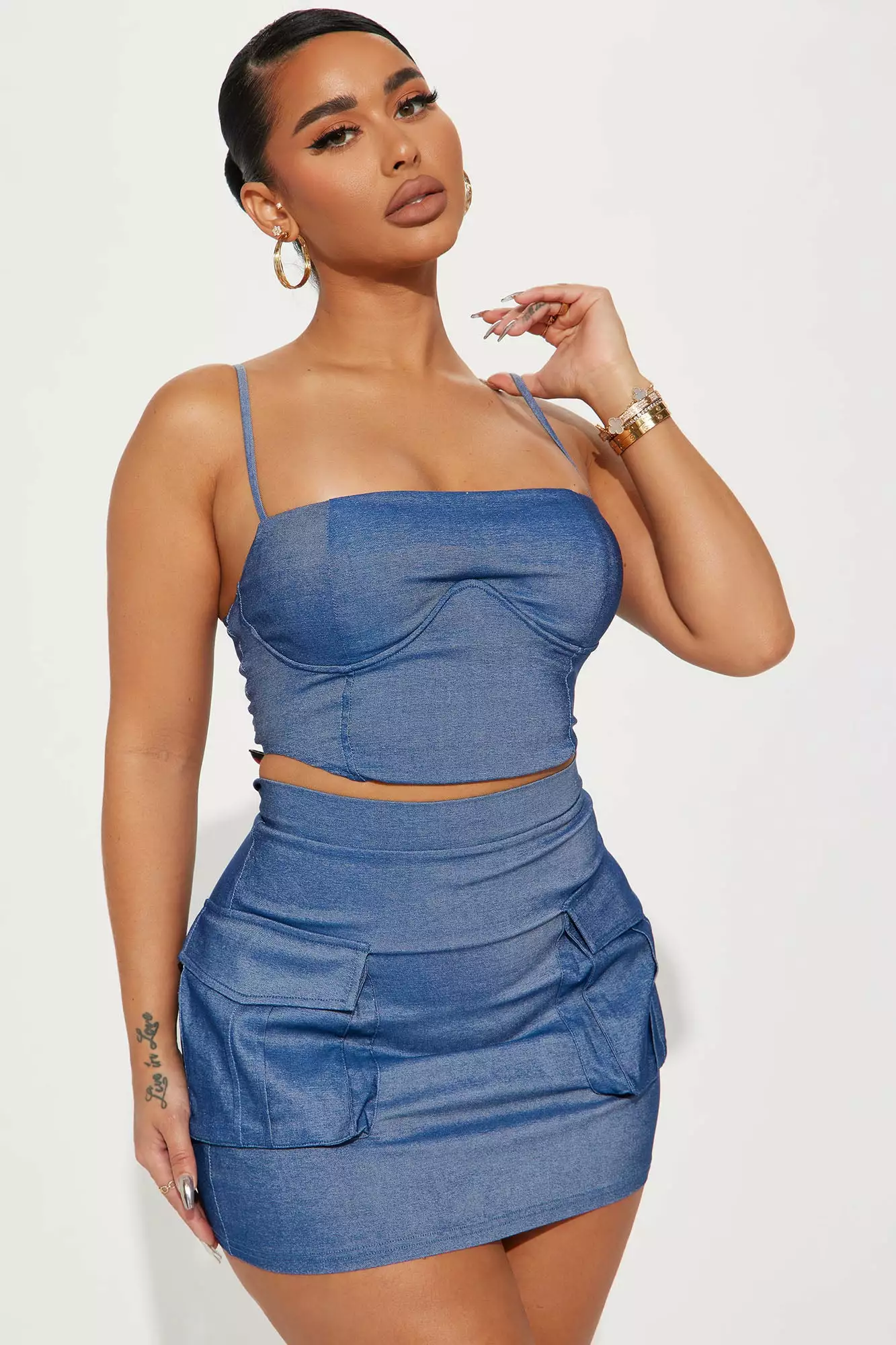 Fashion Nova Going To You Skirt Set - Blue Wash 4 Fashion Nova Going To You Skirt Set - Blue Wash - Image 2
