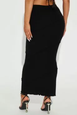 Fashion Nova Flirt Alert Ribbed Maxi Skirt - Black -Fashion Nova Sales 02 01 23Studio4 KF KT 13 48 28 14 70837J Black 6398 X MH
