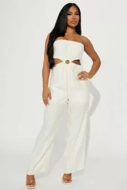 Fashion Nova Take Me To The Riviera Petite Jumpsuit - Cream
