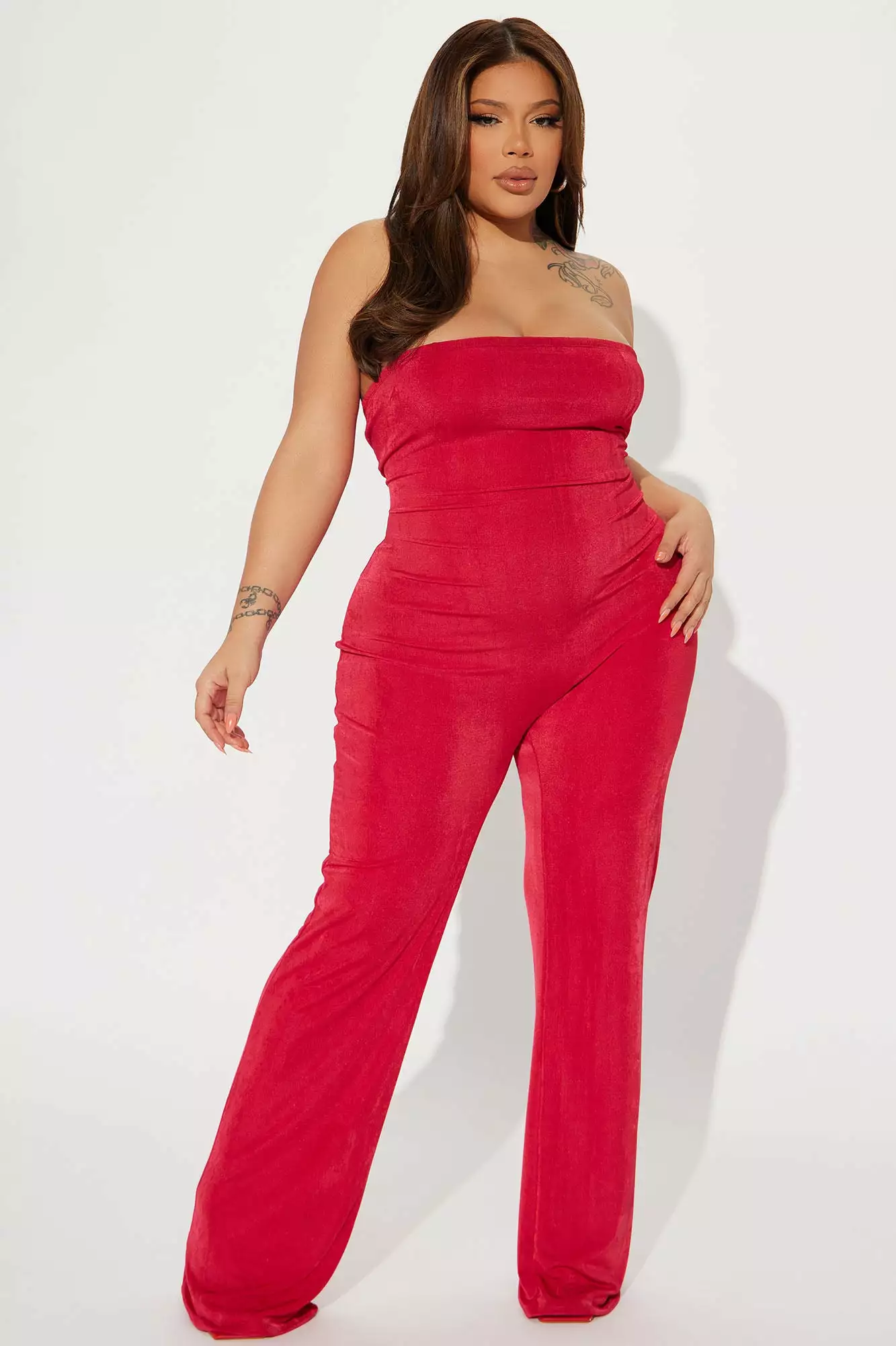 Fashion Nova Zinnia Slinky Jumpsuit - Red 6 Fashion Nova Zinnia Slinky Jumpsuit - Red - Image 4