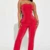 Fashion Nova Zinnia Slinky Jumpsuit - Red