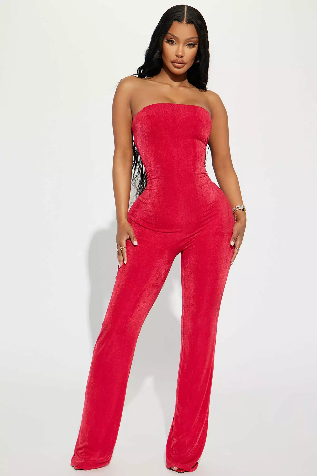 Fashion Nova Zinnia Slinky Jumpsuit - Red 3 Fashion Nova Zinnia Slinky Jumpsuit - Red
