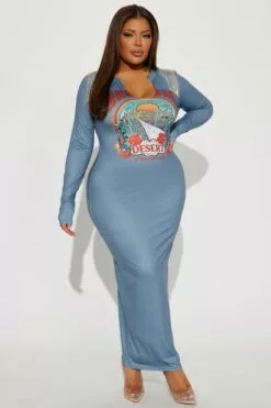 Fashion Nova Arizona Dreaming T-Shirt Maxi Dress - Grey -Fashion Nova Sales 02 06 23Studio4 RT RL 11 07 28 27 22KD1033 Grey 9318 PLUS JB