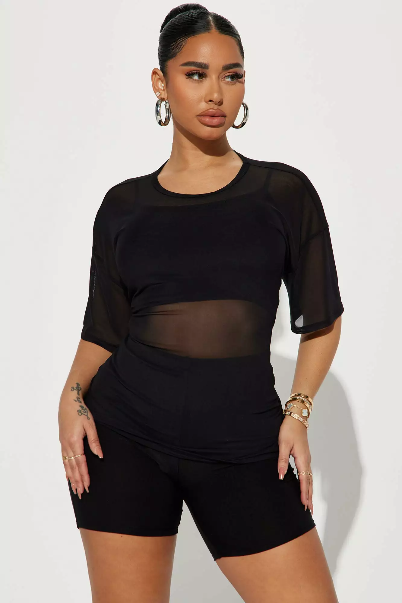 Fashion Nova Clear Days 3 Piece Biker Short Set - Black 5 Fashion Nova Clear Days 3 Piece Biker Short Set - Black - Image 3