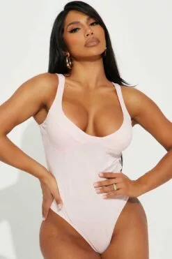 Fashion Nova Perfect Everyday Vibe Bodysuit - Pink