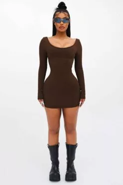 Fashion Nova Marley Snatched Mini Dress - Chocolate