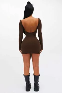 Fashion Nova Marley Snatched Mini Dress - Chocolate -Fashion Nova Sales 02 09 23JodieCollectionSet1PDP CE 11 05 21 28 ZDD1577S Chocolate 10529 P WG DM