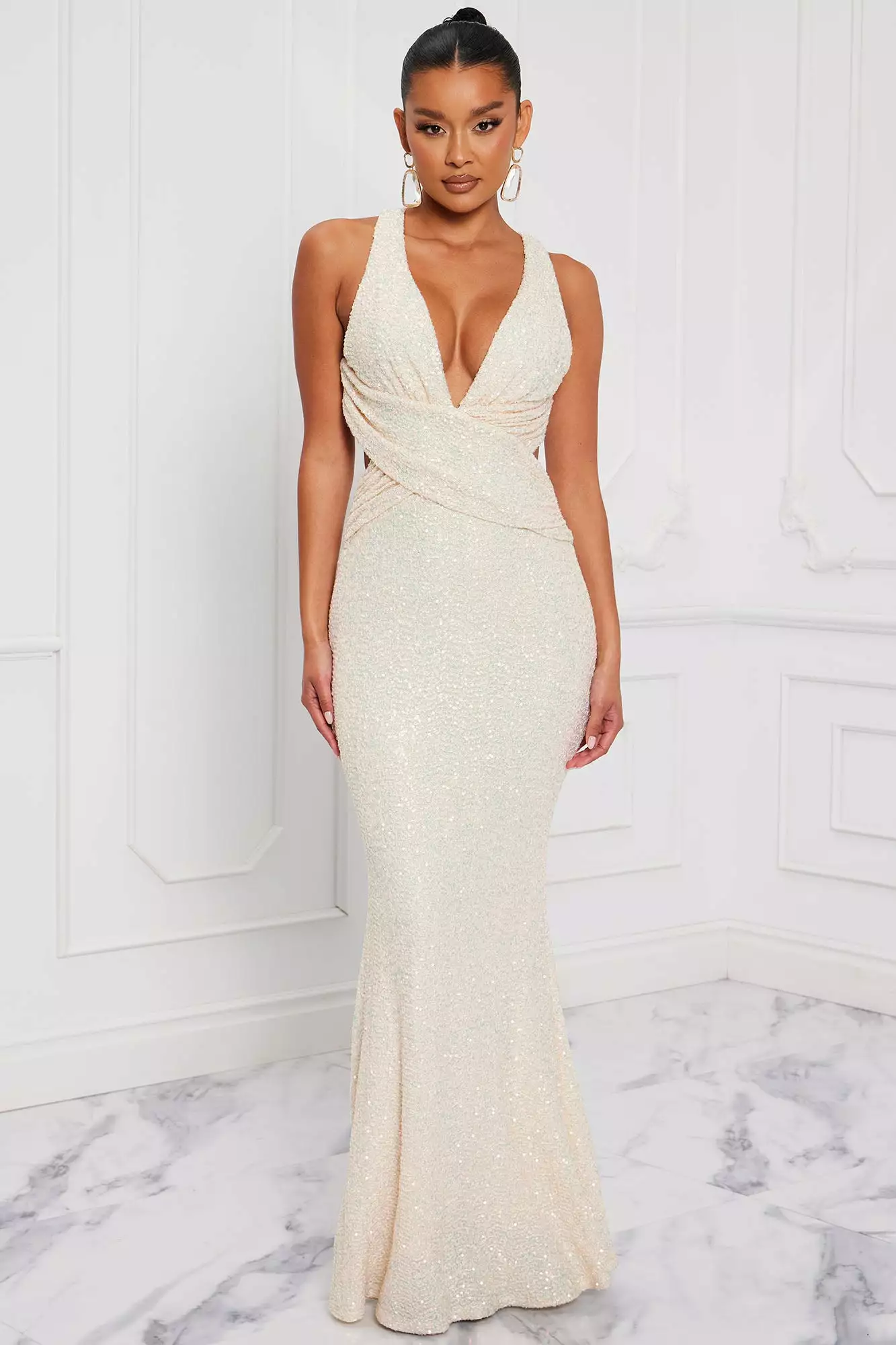 Fashion Nova Secret Admirer Sequin Maxi Dress - Champagne 3 Fashion Nova Secret Admirer Sequin Maxi Dress - Champagne