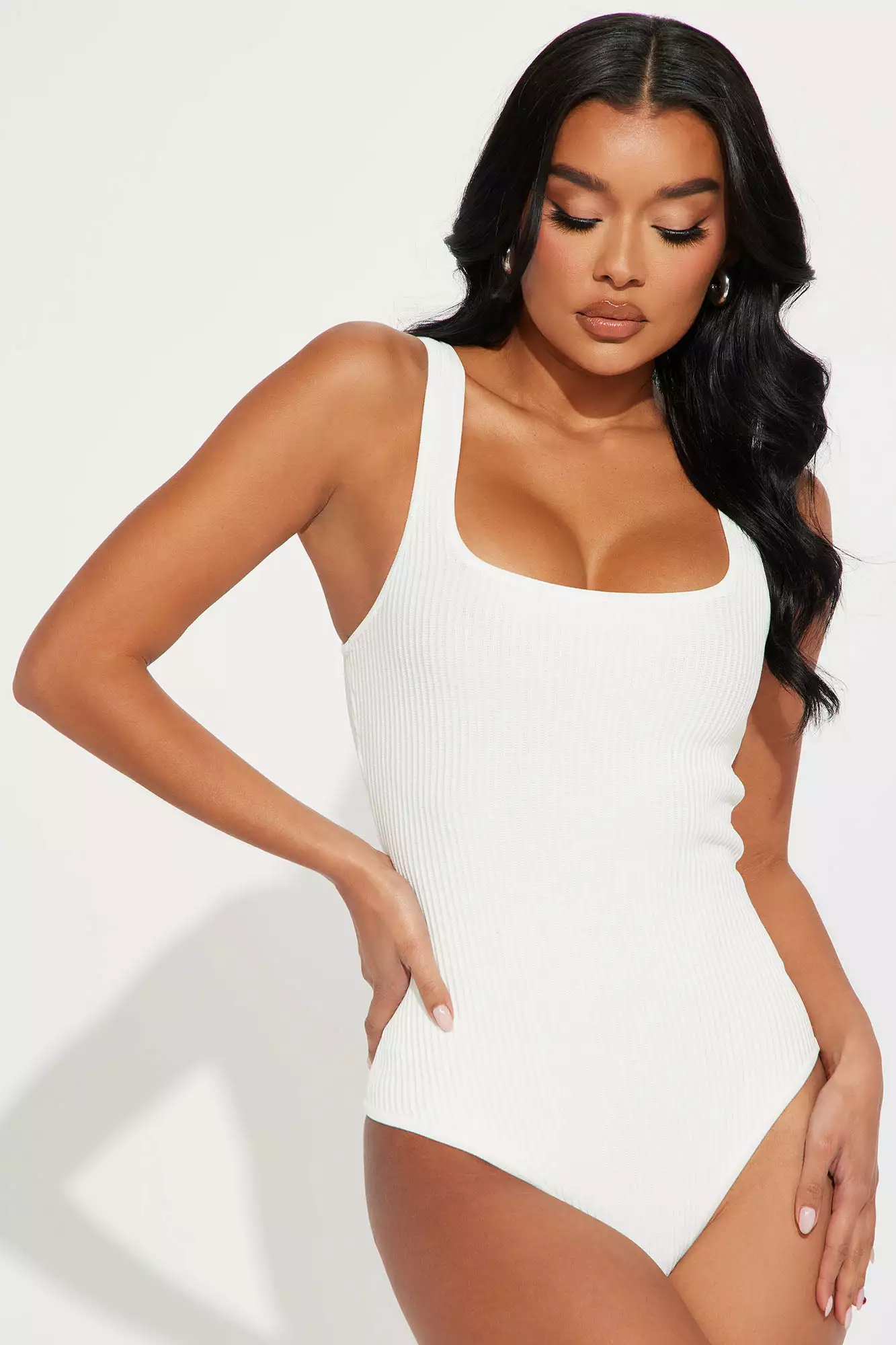 Fashion Nova Reagan Ribbed Bodysuit - White 3 Fashion Nova Reagan Ribbed Bodysuit - White