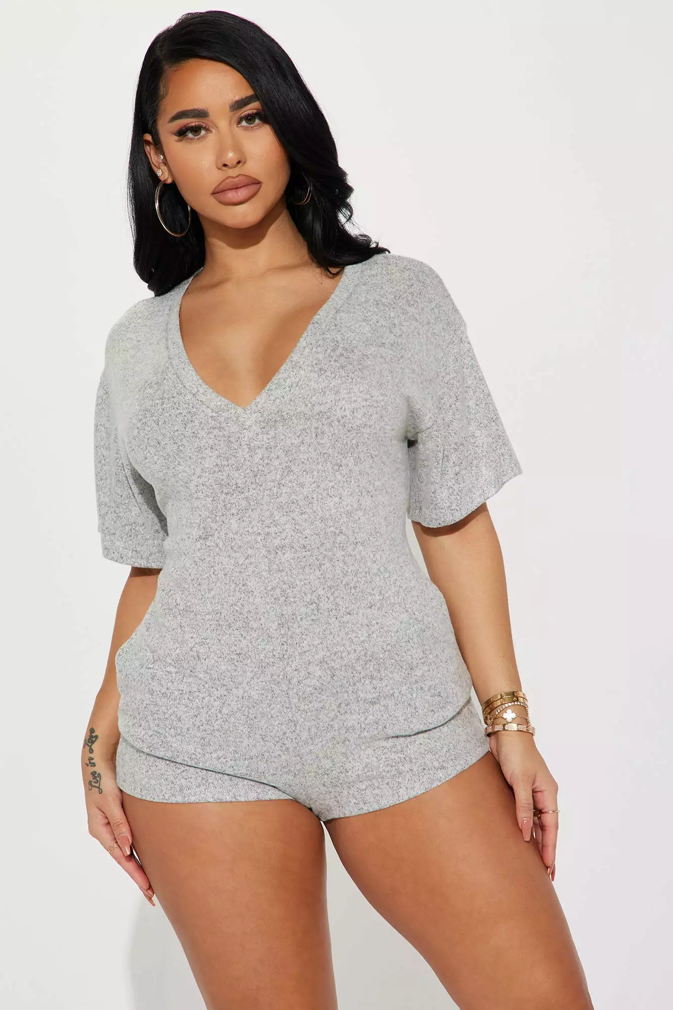 Fashion Nova Casual Encounters Romper - Heather Grey 4 Fashion Nova Casual Encounters Romper - Heather Grey - Image 2