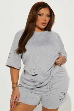 Fashion Nova Vibe Check Short Set - Heather Grey -Fashion Nova Sales 02 10 23Studio4 KS SS 14 39 39 64 AS1162 HeatherGrey 13579 PLUS JB