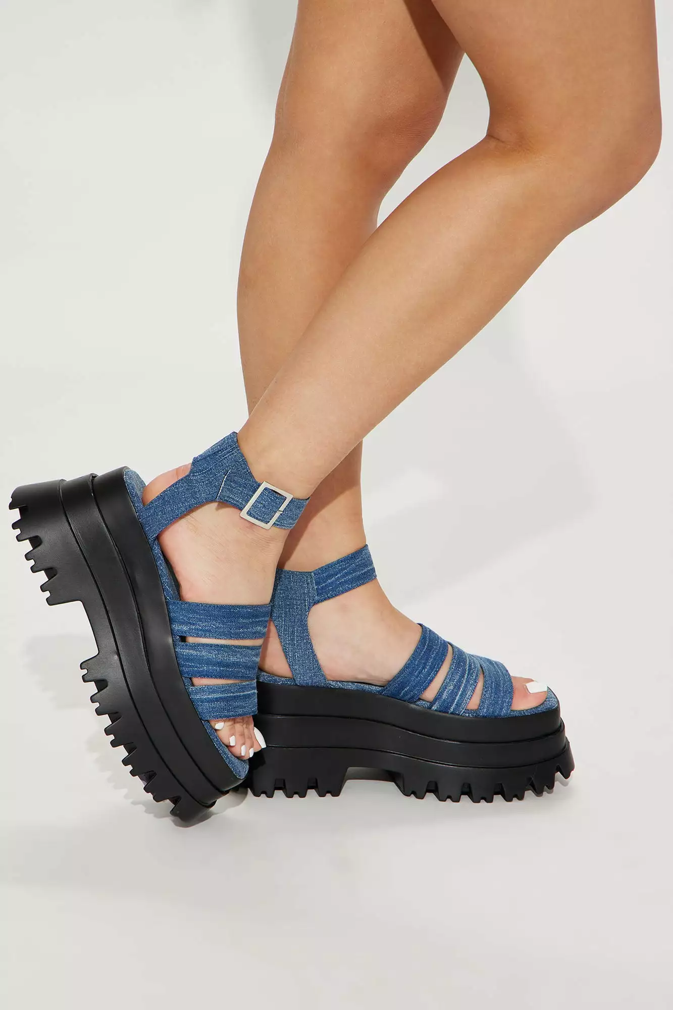 Fashion Nova Get On My Level Platform Sandals - Denim 5 Fashion Nova Get On My Level Platform Sandals - Denim - Image 3