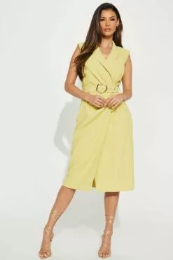 Fashion Nova Brigitte Midi Dress - Lime