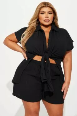 Fashion Nova For The Weekend Short Set - Black -Fashion Nova Sales 02 14 23Studio6 DD CM 12 09 26 19 HF23F547SET Black 7166 PLUS DG