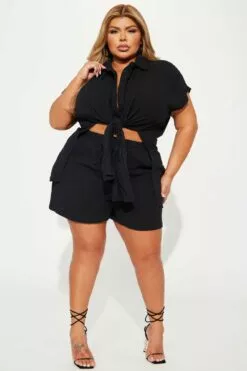 Fashion Nova For The Weekend Short Set - Black -Fashion Nova Sales 02 14 23Studio6 DD CM 12 09 32 19 HF23F547SET Black 7170 PLUS DG