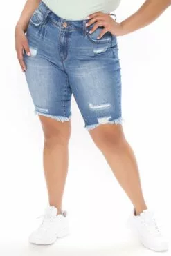 Fashion Nova Corinna Booty Lifting Denim Bermudas - Medium Blue Wash -Fashion Nova Sales 02 15 21Studio4 MS T 11 38 34 29 M104768 MediumBlueWash 23659 PLUS EH