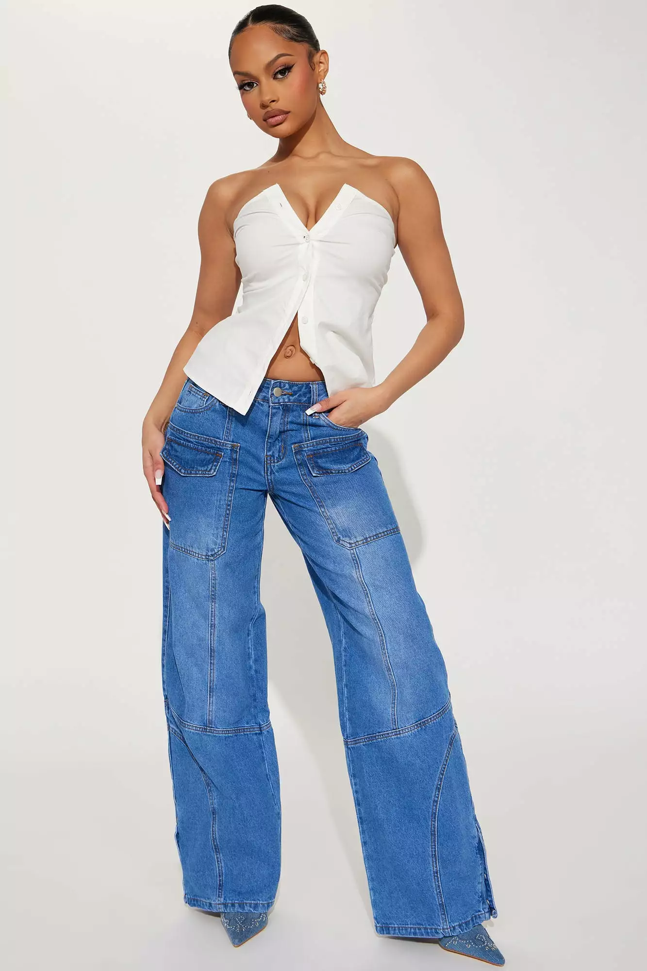 Fashion Nova Worth The Hype Non Stretch Cargo Jean - Medium Wash 3 Fashion Nova Worth The Hype Non Stretch Cargo Jean - Medium Wash