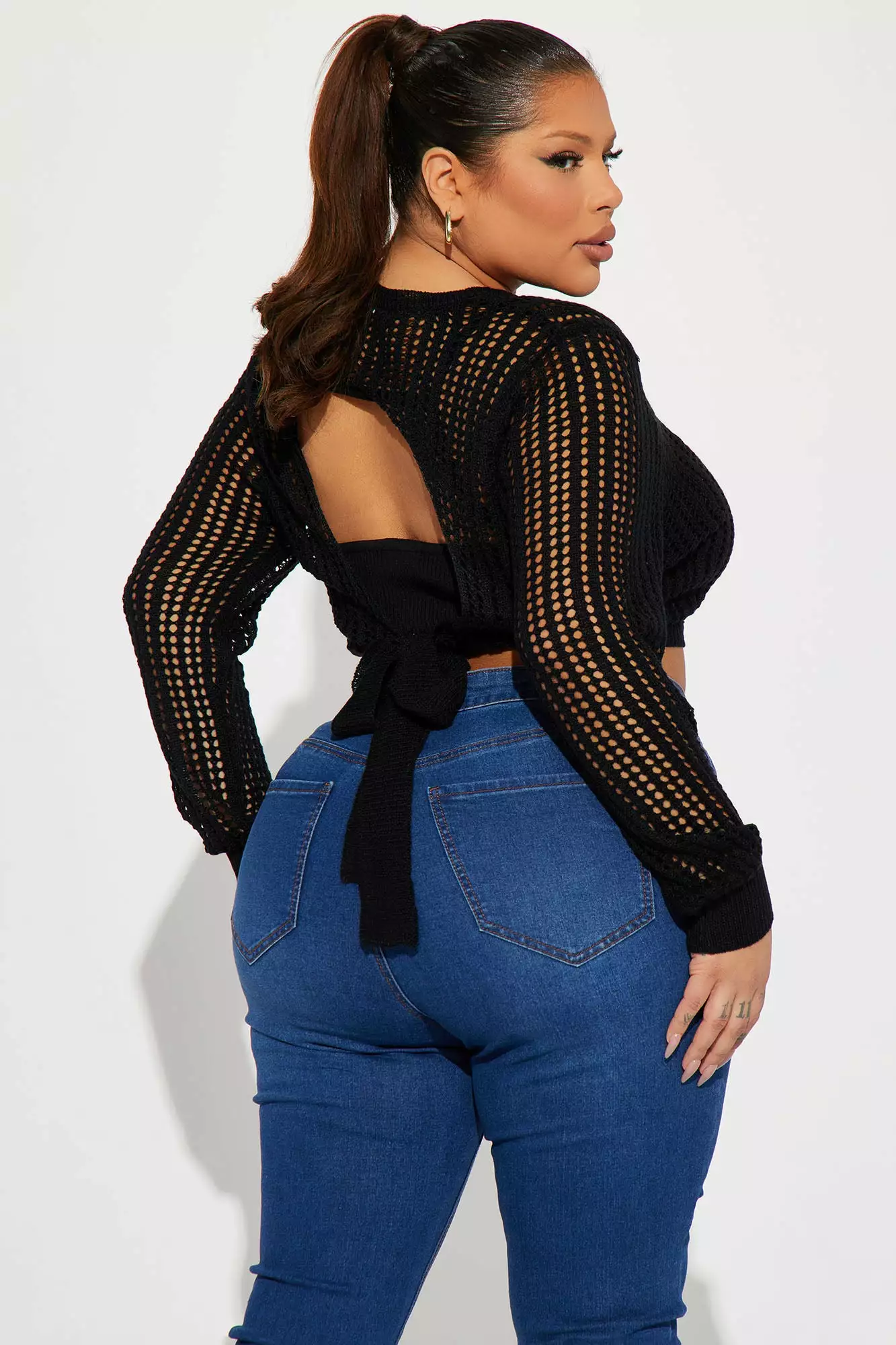 Fashion Nova Heading Out Crochet Open Back Sweater - Black 8 Fashion Nova Heading Out Crochet Open Back Sweater - Black - Image 6