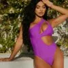 Fashion Nova Beach Babe 1 Piece Swimsuit - Purple