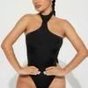 Fashion Nova Alexis Halter Bodysuit - Black