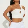 Fashion Nova Beachy Babe Linen Top - White