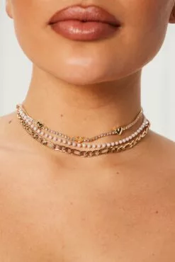Fashion Nova Break My Heart 3 Piece Choker Set - Gold