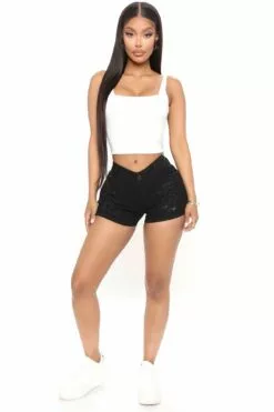 Fashion Nova All Eyes On You Denim Shorts - Black