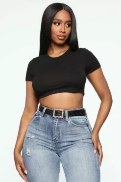 Fashion Nova Robin Super Crop Tee - Black