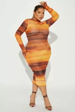 Fashion Nova Sunset Views Midi Dress - Orange/combo -Fashion Nova Sales 02 20 23Studio4 KP AC 13 53 08 38 HKD22020 Orangecombo 19324 PLUS WG