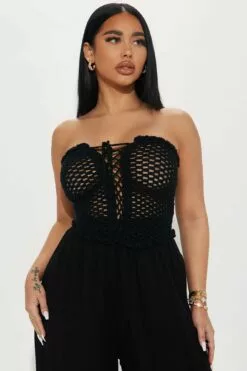 Fashion Nova Truly Special Crochet Tube Top - Black