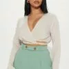 Fashion Nova Isolde Blouse Top - Beige