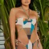 Fashion Nova Brazil Bae Monokini 1 Piece Swimsuit - Teal/combo