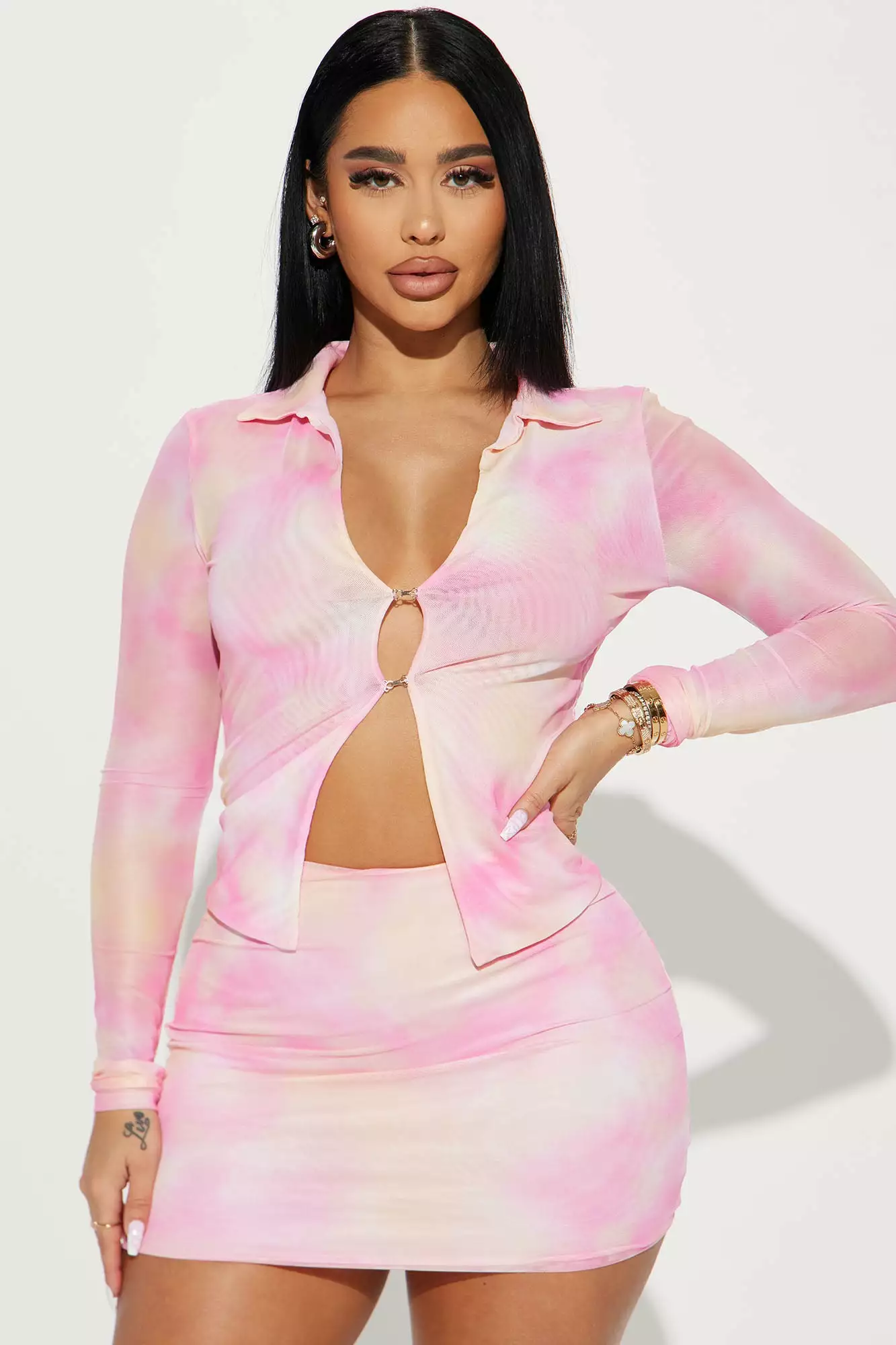 Fashion Nova Light Of Your Life Mesh Skirt Set - Pink/combo 4 Fashion Nova Light Of Your Life Mesh Skirt Set - Pink/combo - Image 2