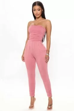 Fashion Nova Isabelle Tube Jumpsuit - Rose
