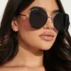 Fashion Nova Sensitive Contemplation Sunglasses - Black
