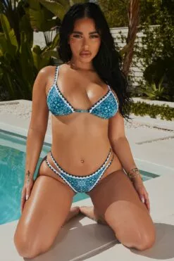 Fashion Nova Dreams Of Greece 2 Piece Bikini - Blue/combo