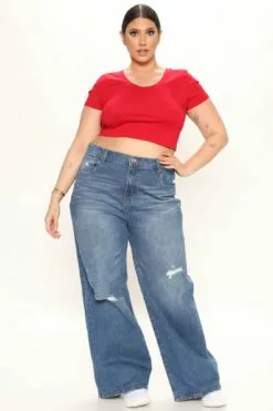 Fashion Nova Carly V Neck Crop Tee - Red -Fashion Nova Sales 02 23 22Studio1 DM MJ 14 47 30 52 RT63221 Red 5459 PLUS WG