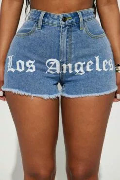 Fashion Nova City Of Angels Stretch Denim Cut Off Shorts - Medium Blue Wash -Fashion Nova Sales 02 23 23Studio2 KJ RL 14 12 49 11 LP10815BFN MediumBlueWash 1286 MP