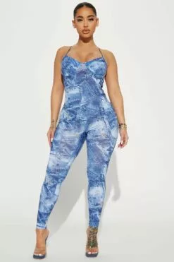 Fashion Nova Secret Obsession Jumpsuit - Blue/combo